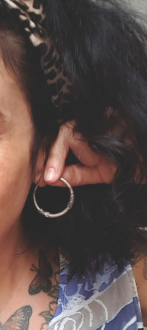 Ethnic Bali Hoop Earrings with Wire Work - Large/Medium