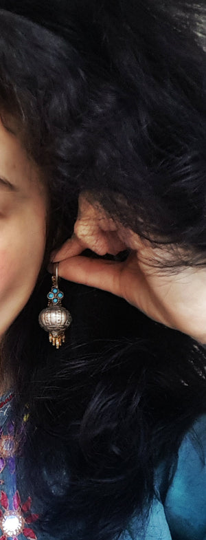 Antique Afghani Earrings with Turquoise