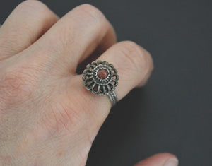 Croatian Coral Silver Ring - Size 6.5