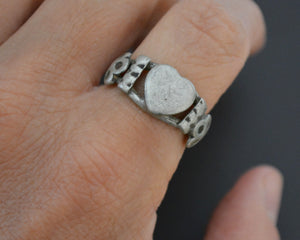 Old Rajasthani Heart Ring - Size 7.5