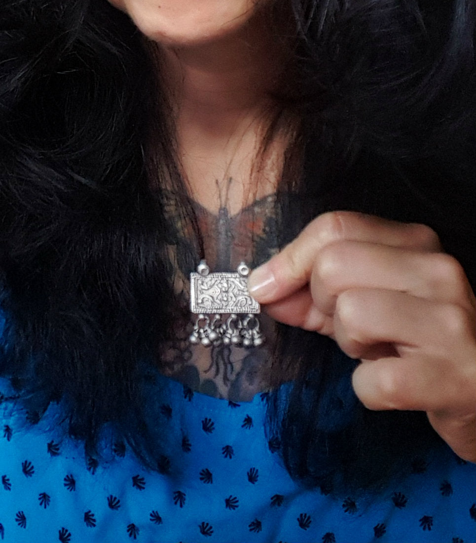 Rajasthani Silver Amulet with Bells