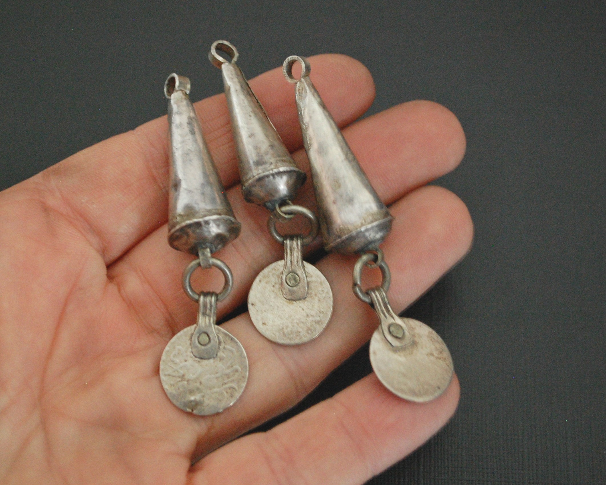Berber Cone Pendants with Dangling Coin