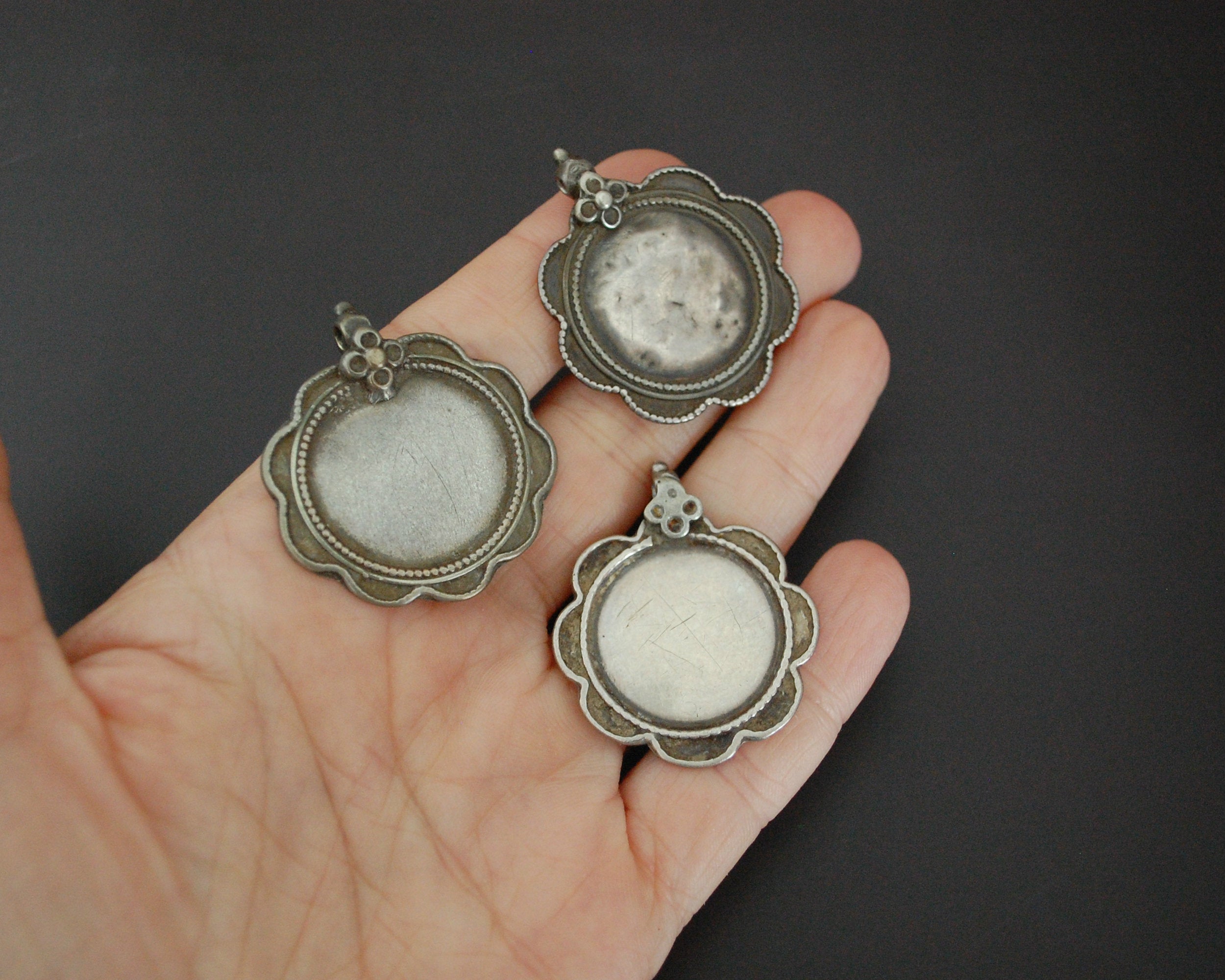 Rajasthani Silver Disc Pendant - Set of Three