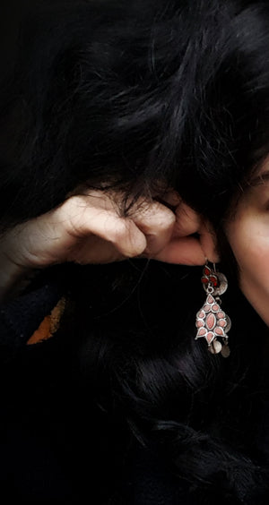 Wonderful Ethnic Coral Earrings from India