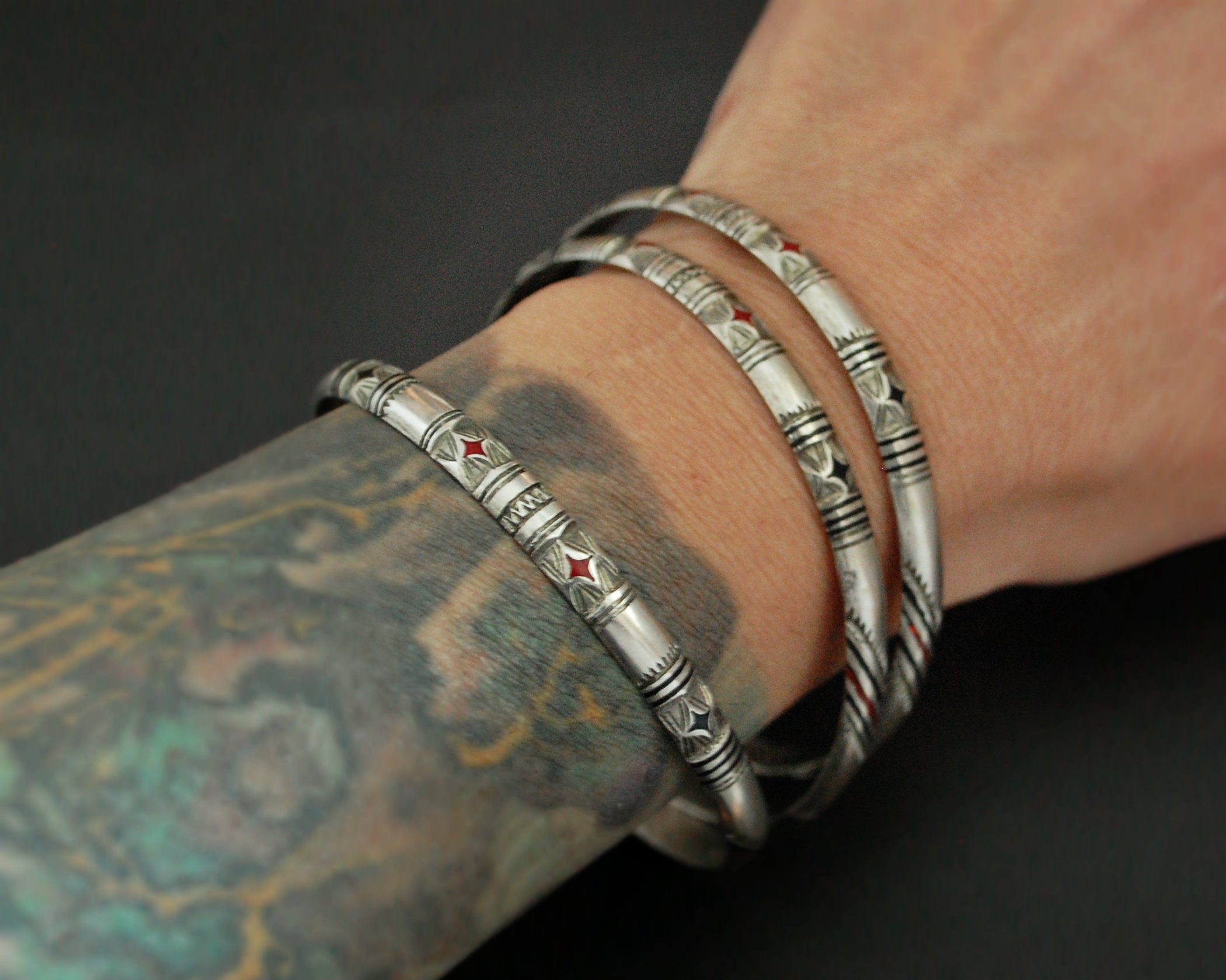 Berber Silver Enamel Bracelet - TRIO
