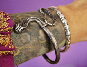 Vintage Snake Bracelet with Garnets