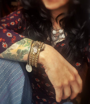 Old Palestinian Silver and Gilded Bracelet