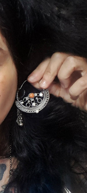 Reserved E. - Antique Afghani Hoop Earrings with Coral