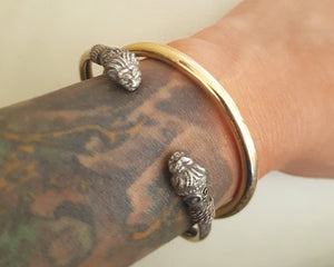 Vintage Lion Head Cuff Bracelet