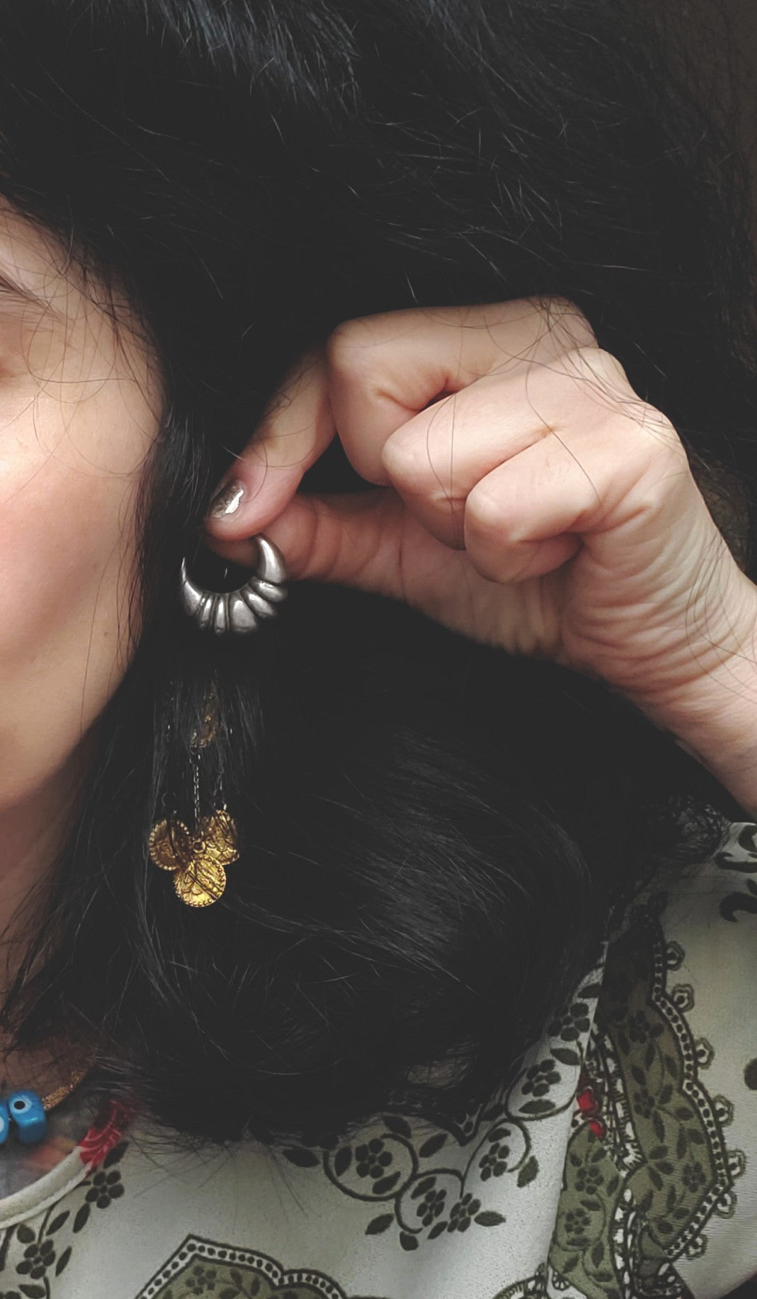 Puffy Silver Hoop Earrings - MEDIUM