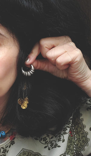 Puffy Silver Hoop Earrings - MEDIUM