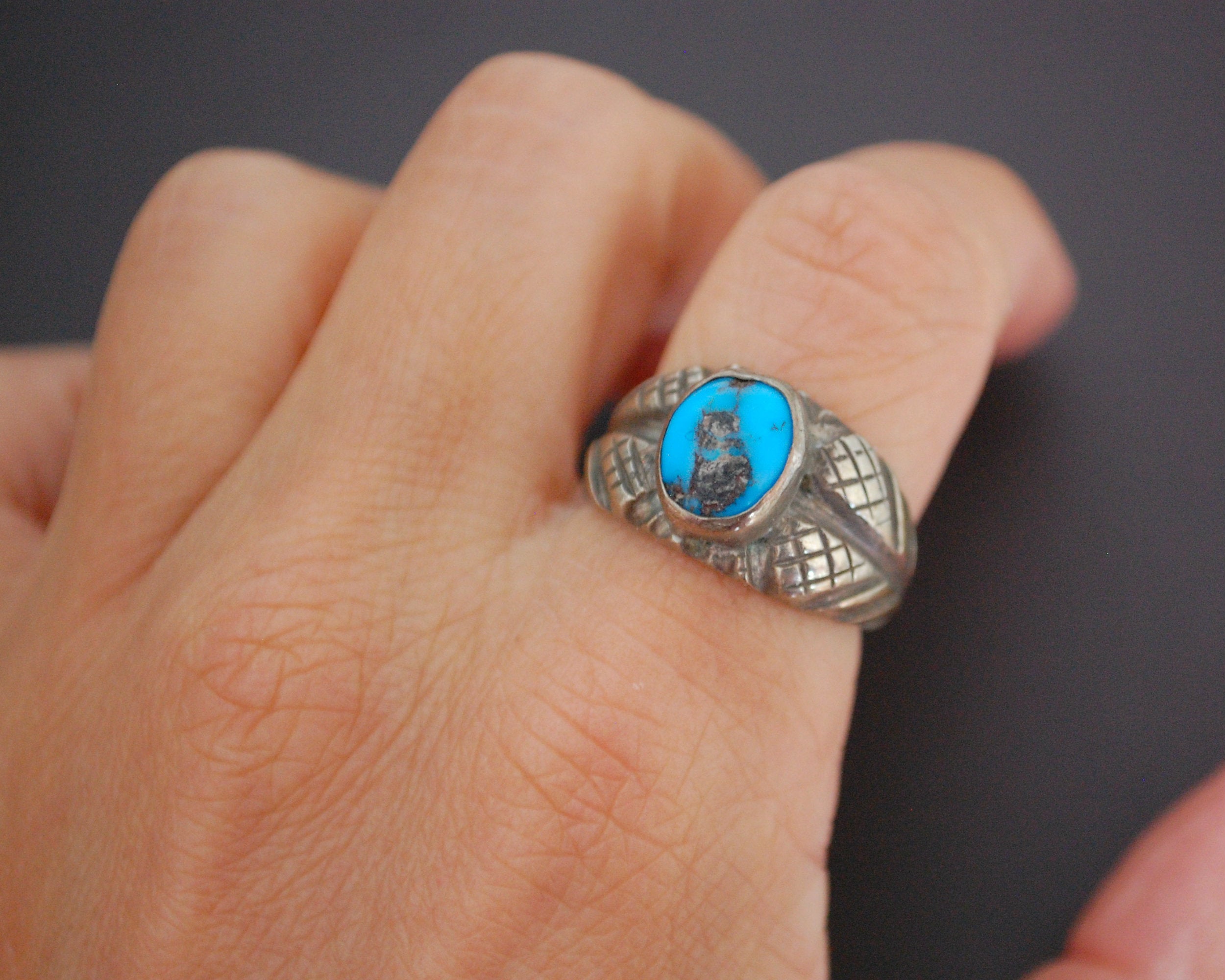 Ethnic Turquoise Ring - Size 8 / 8.25