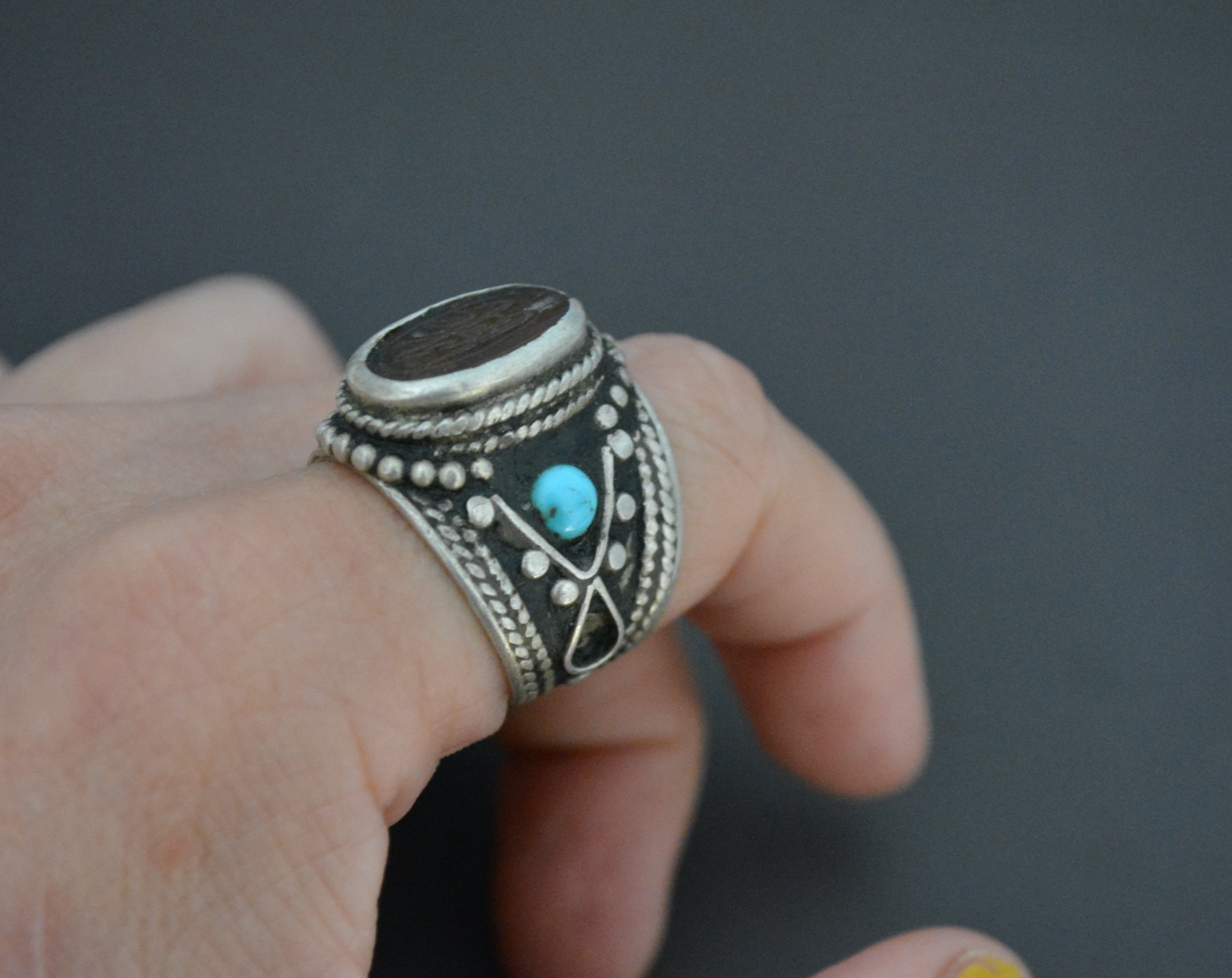 Afghani Arabic Writing Carnelian Ring - Size 8