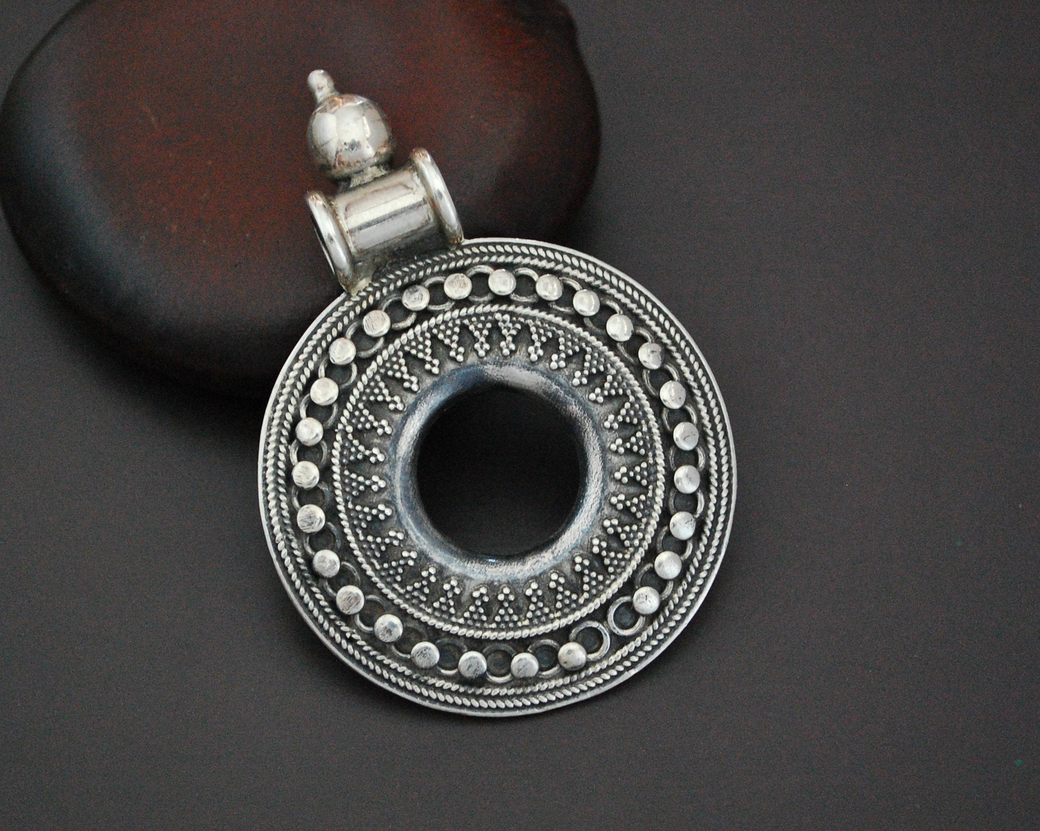 Large Indian Silver Amulet