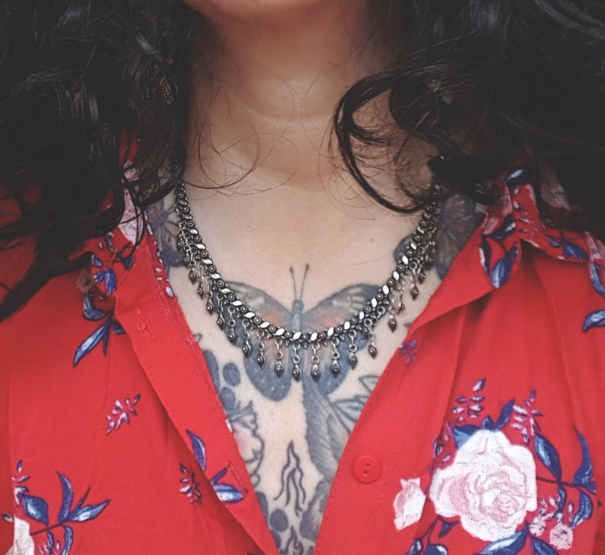 Ethnic Indian Silver Choker Necklace