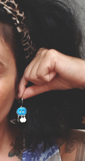 Assyrian Blue Glass Evil Eye Earrings - Reyyan Earrings - Hercai Earrings