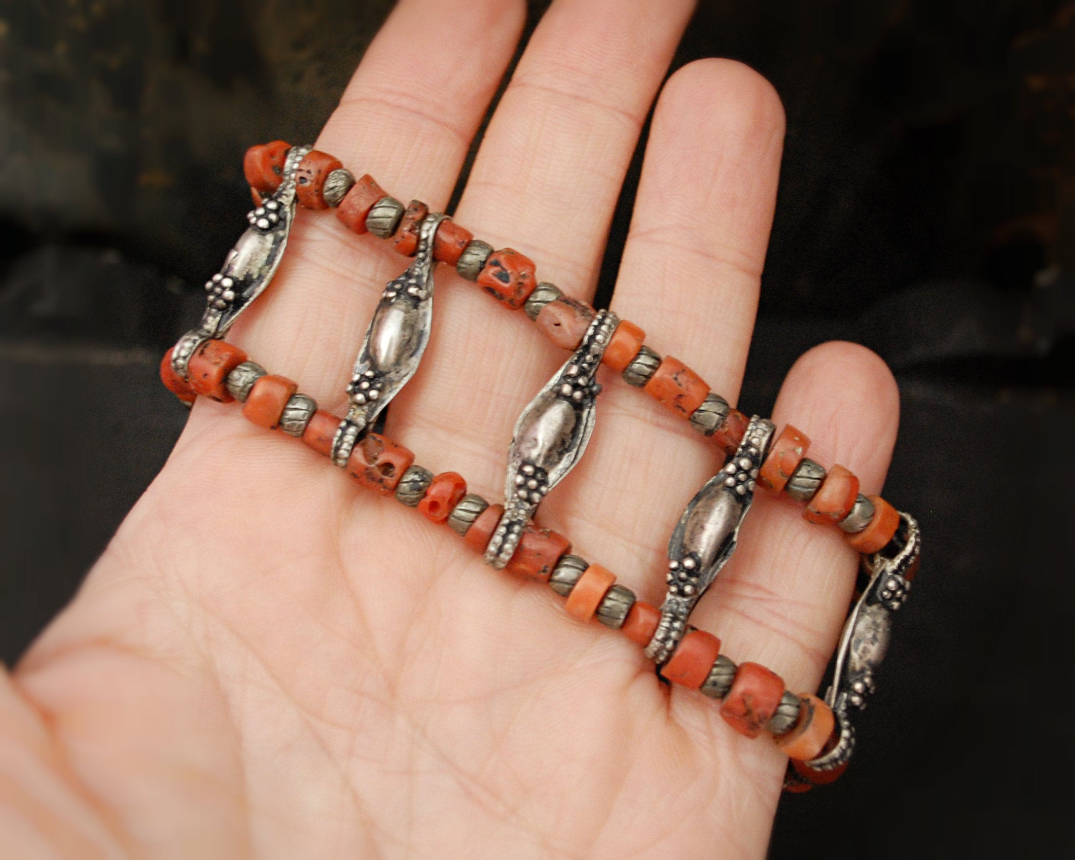 Antique Ladakh Coral Bracelet