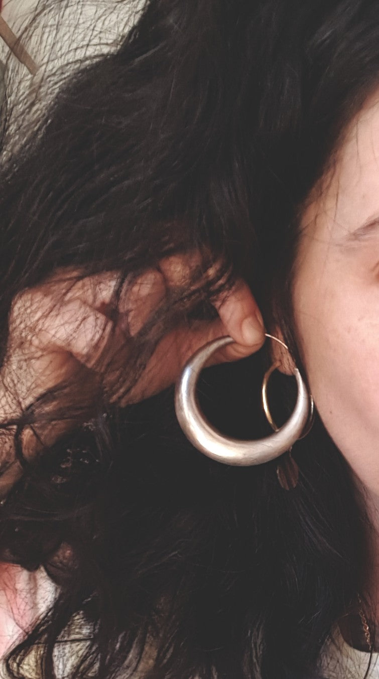 Huge Ethnic Flatened Hoop Earrings - XLarge