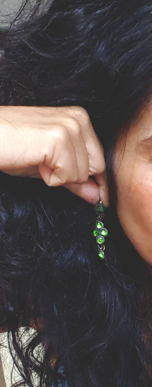 Rajasthani Earrings with Green Glass