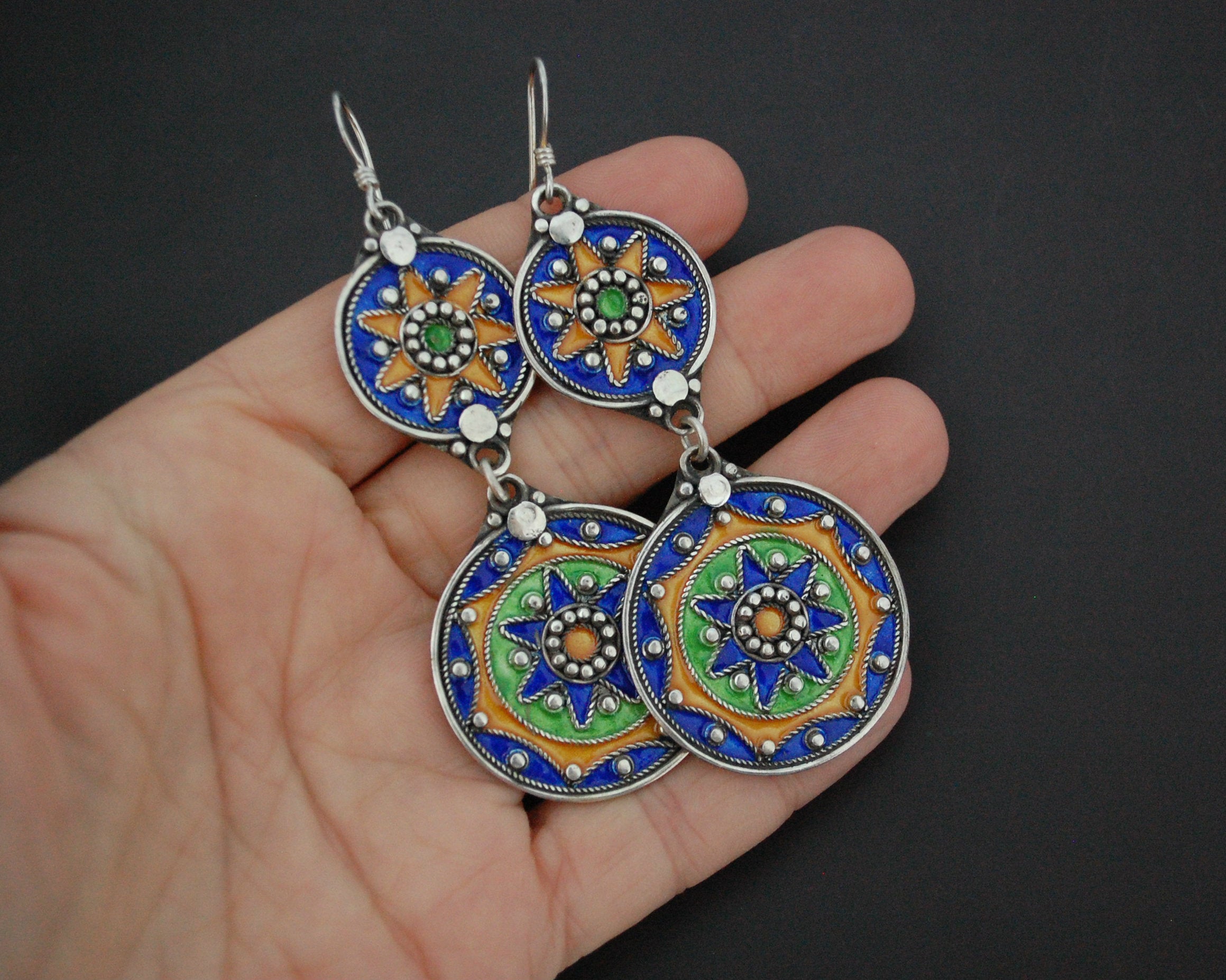 Berber Enamel Dangle Earrings