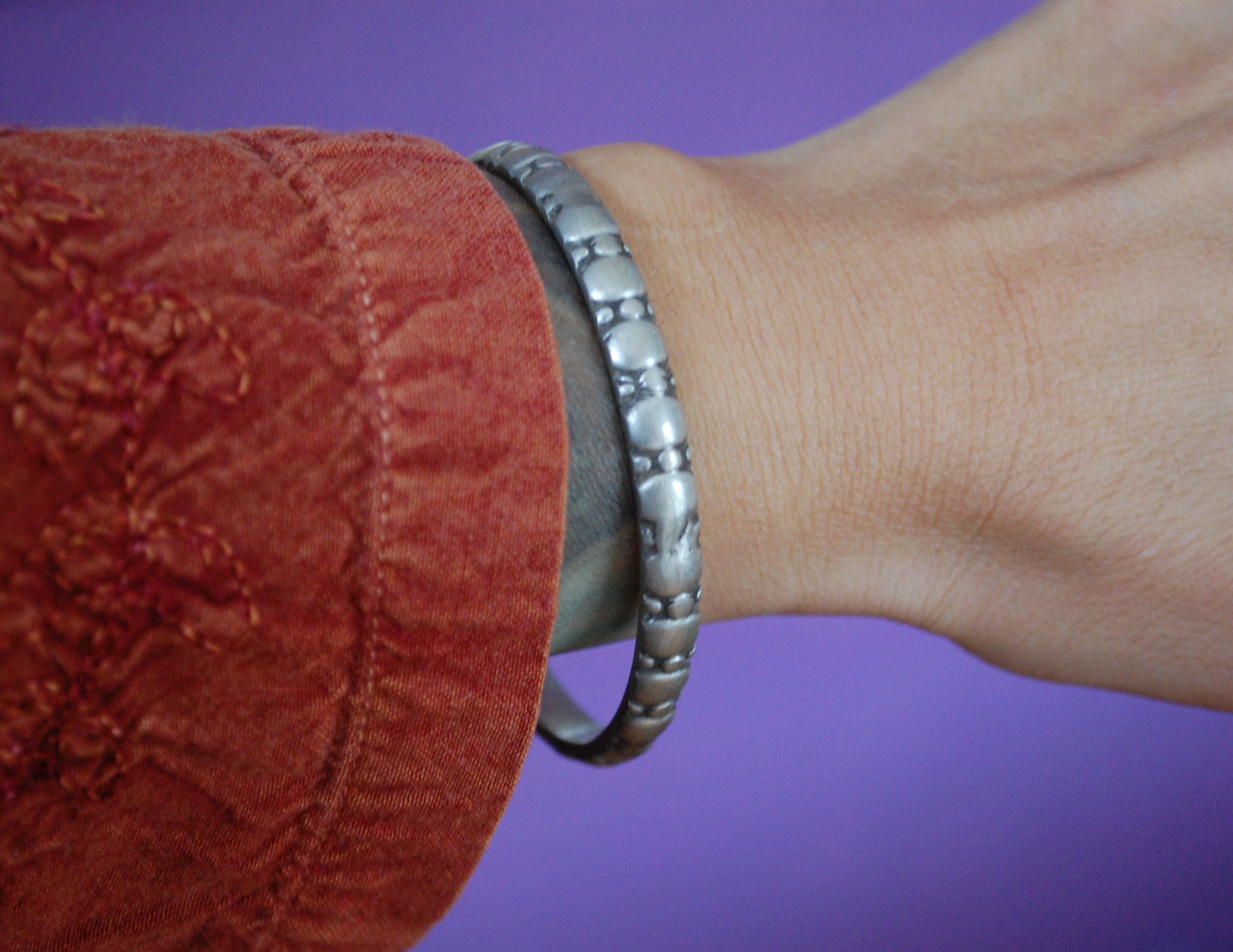 Antique Indian Tribal Silver Bracelet from Rajasthan
