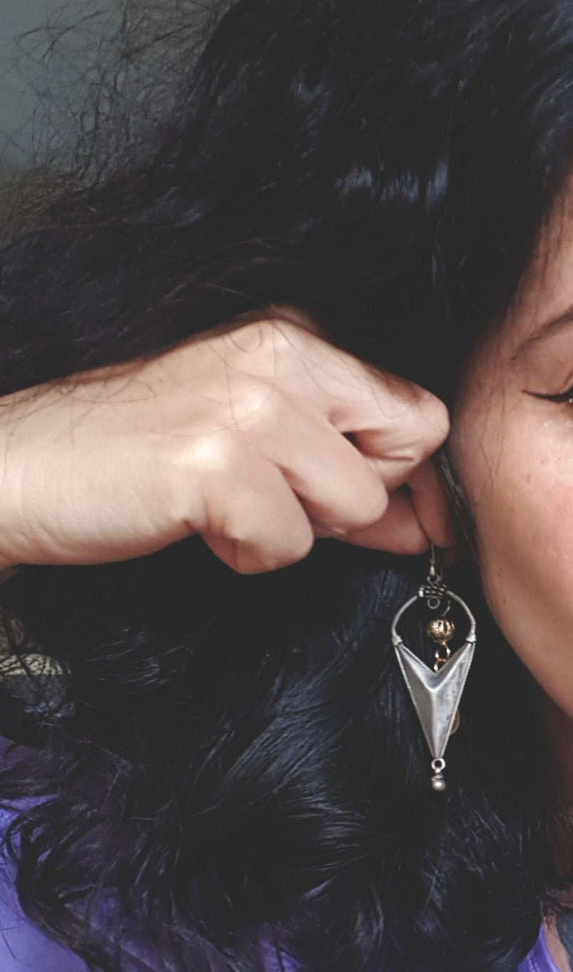 Indian Rajasthani Silver Dangle Earrings