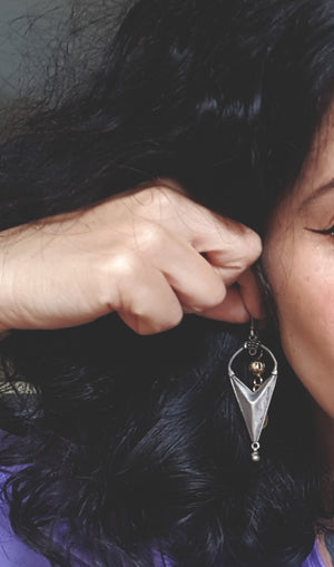 Indian Rajasthani Silver Dangle Earrings