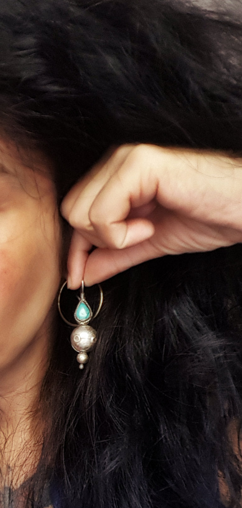 Antique Afghani Earrings with Turquoise