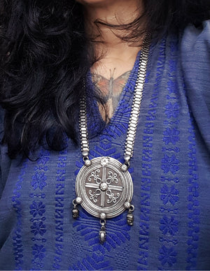 Huge Rajasthani Silver Necklace with Amulet