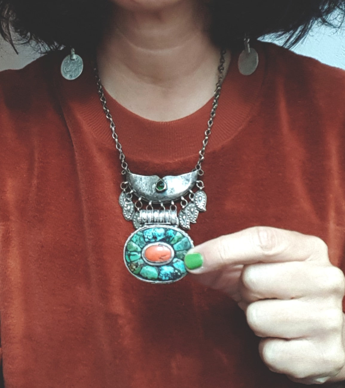 Tibetan Gau Box with Coral and Turquoise