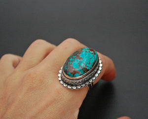 Bold Turquoise Ring from India - Size 6.75 / 7