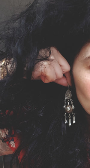 Vintage Kazakh Earrings with Pearls