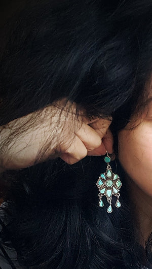 Wonderful Turquoise Earrings from India with Dangles