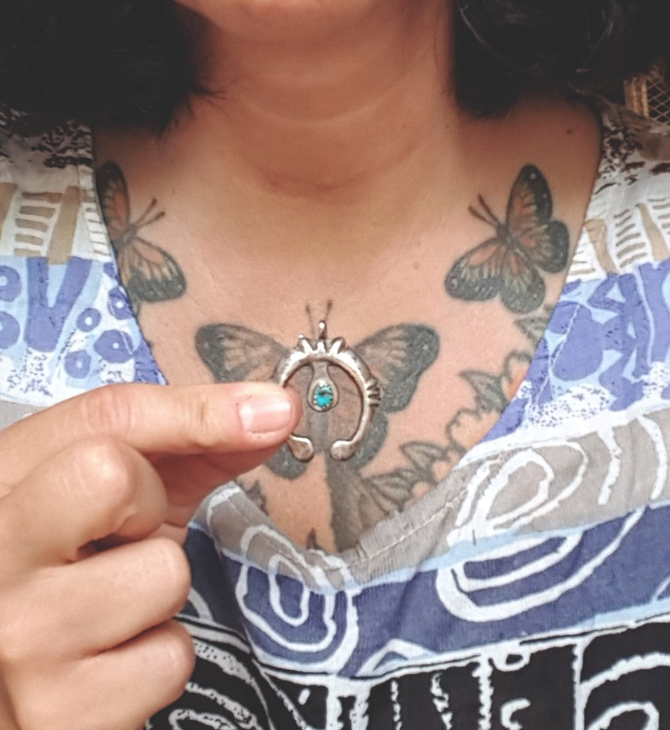 Small Navajo Naja Sandcast Pendant with Turquoise