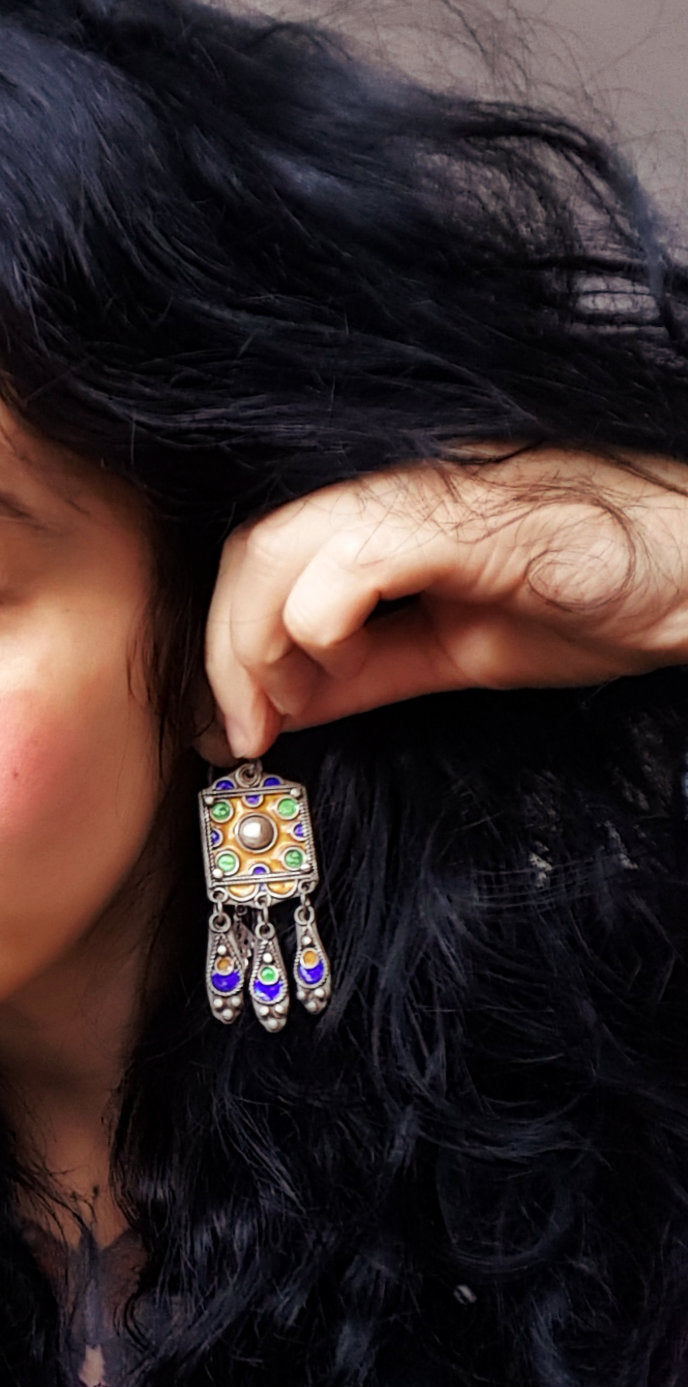 Moroccan Berber Enamel Earrings