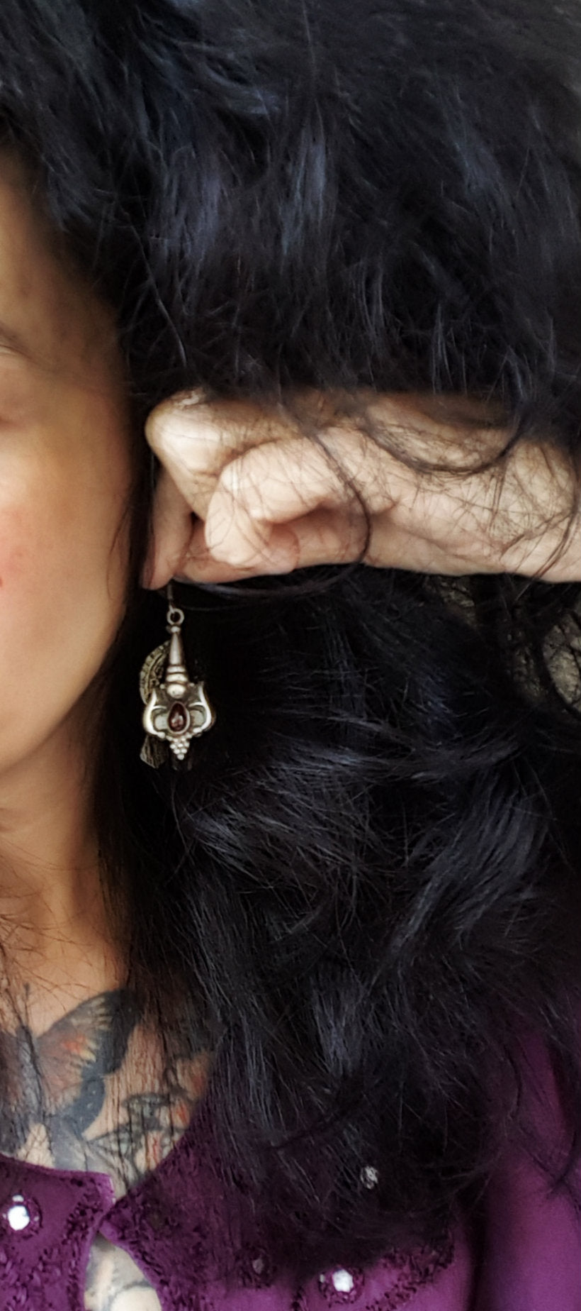 Ethnic Garnet Earrings from India