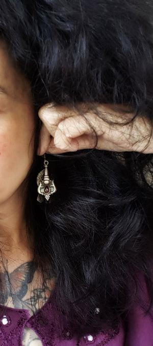 Ethnic Garnet Earrings from India