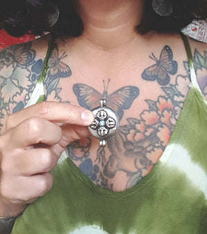 Nepali Gau Box Pendant with Turquoise