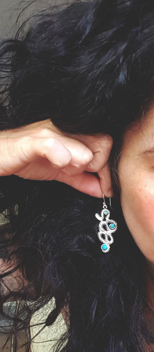 Snake Turquoise Dangle Earrings