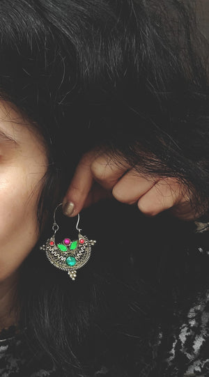 Afghani Filigree Earrings with Glass