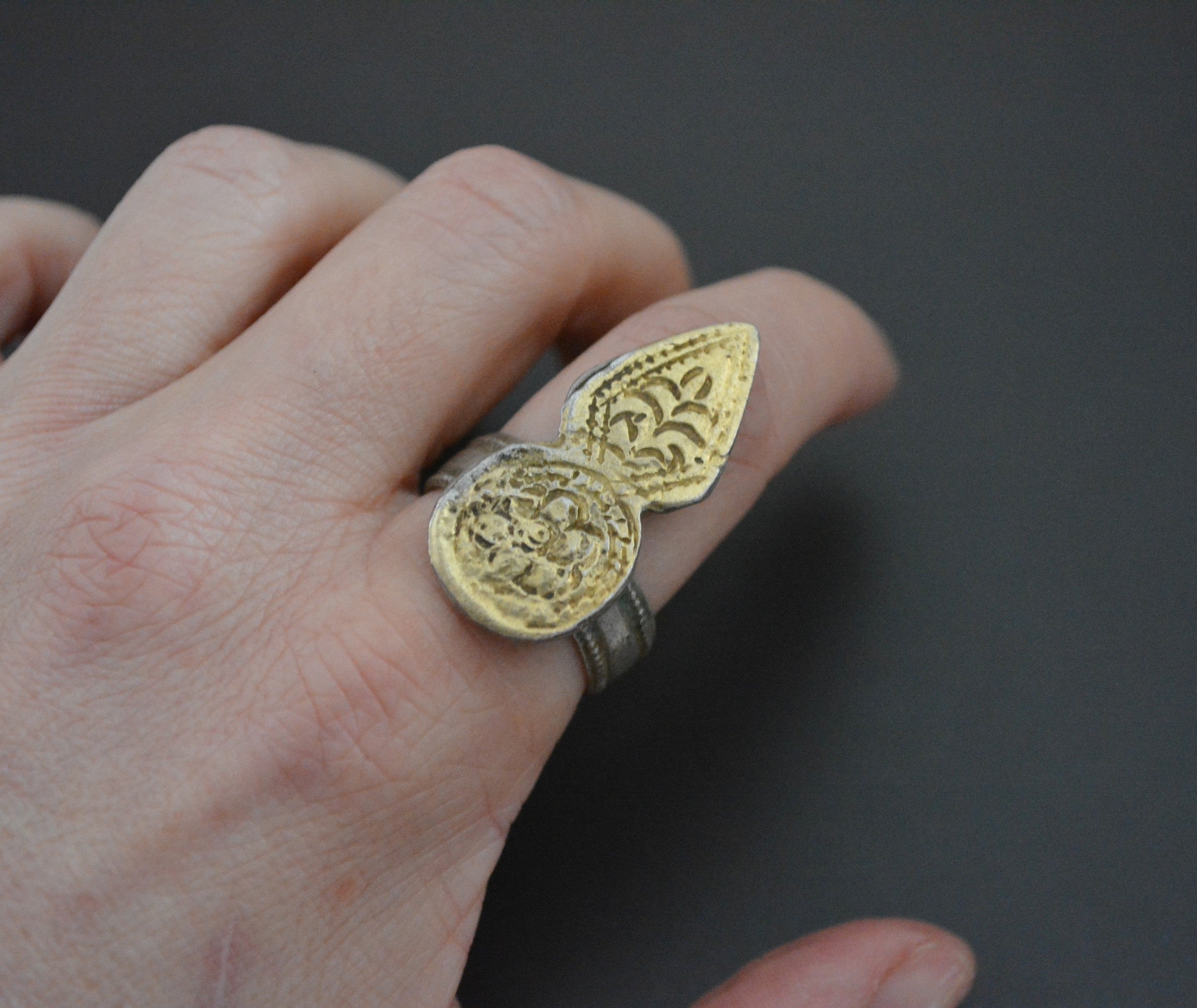 Antique Omani Gilded Silver Ring - Size 10