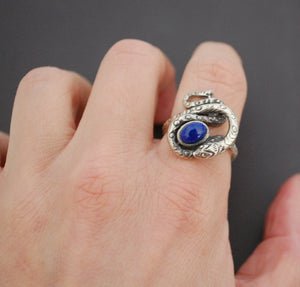 Snake Ring with Lapis Lazuli - Size 8