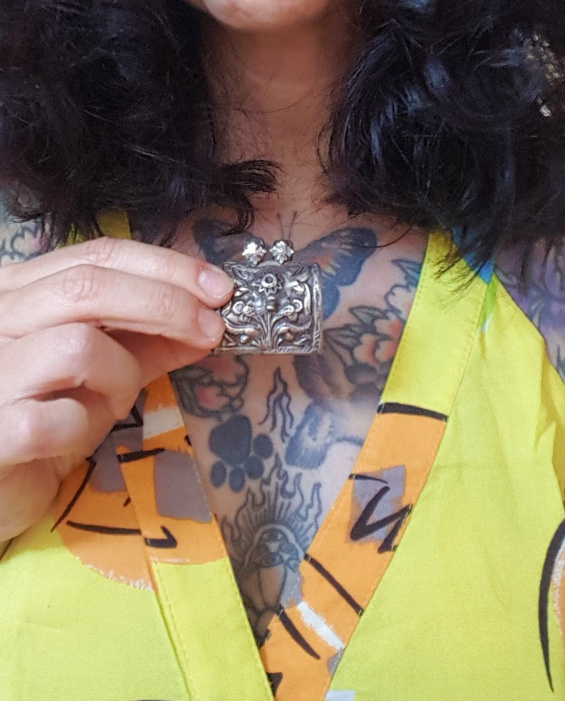 Old Indian Silver Box Pendant