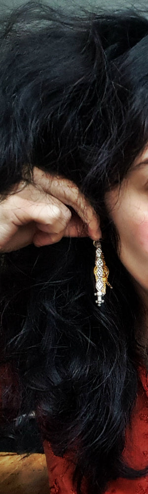 Antique Long Afghani Silver Earrings