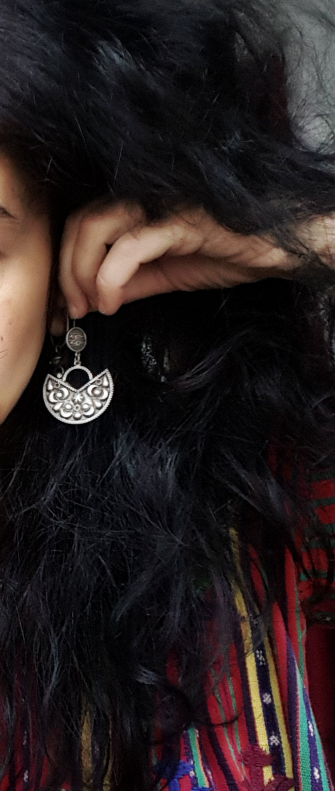 Egyptian Silver Dangle Earrings