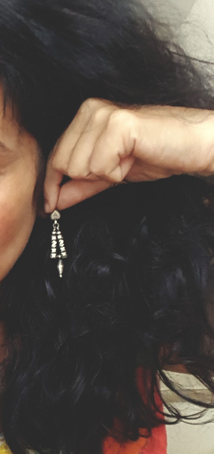 Rajasthani Silver Earrings with Dangle