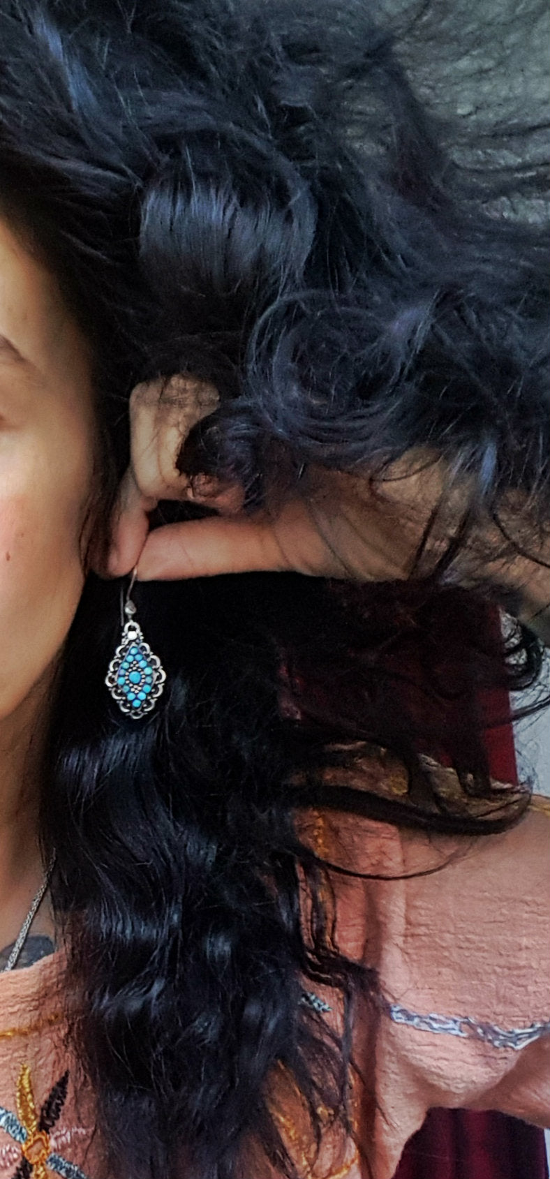 Ethnic Turquoise Earrings from India