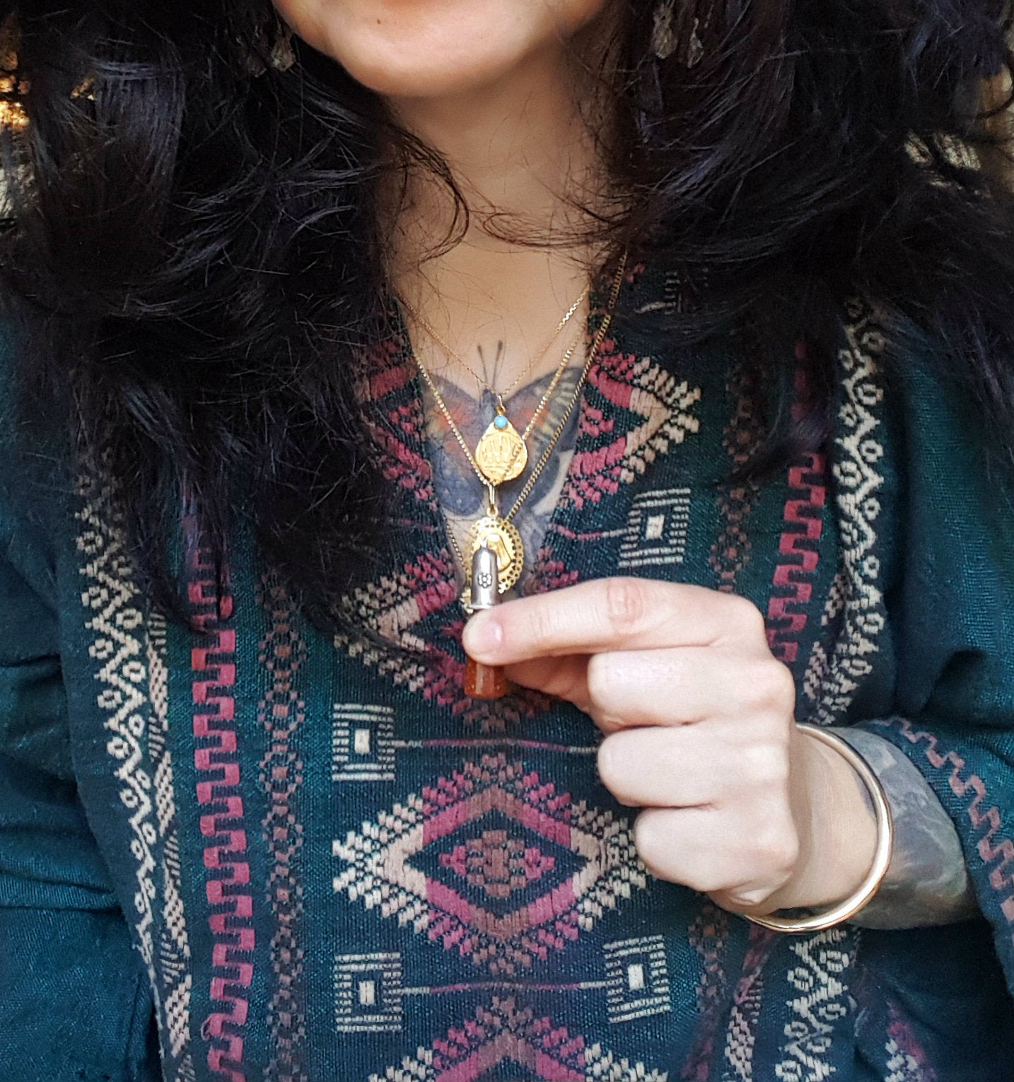 Sun Star Stone Pendant with Sterling Silver Setting