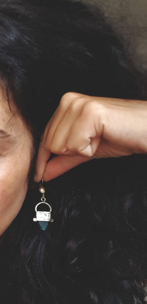 Tuareg Earrings with Green Glass