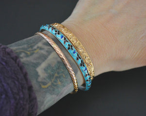 Indian Blue Enamel Bangle Bracelet - SMALL